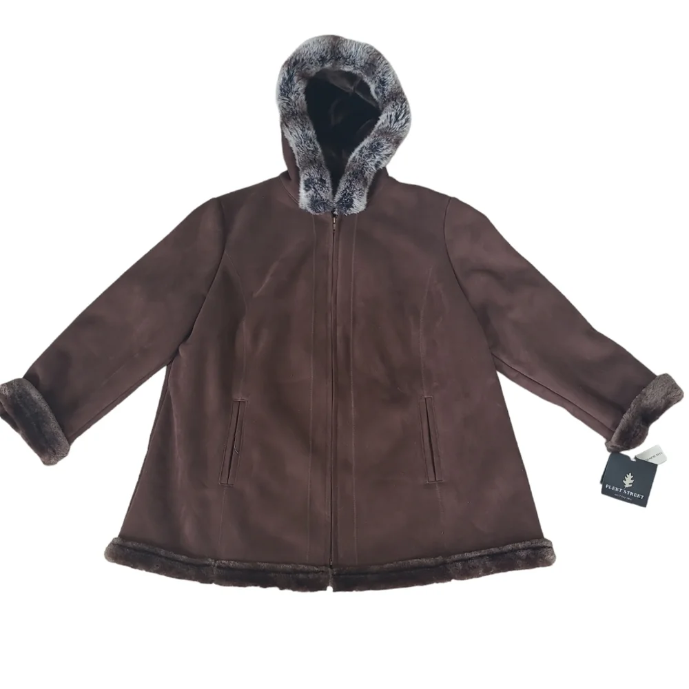 Vintage NWT Fleet Street women's hooded faux fur shearling coat 2X, new - Picture 9 of 16